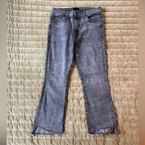 MOTHER the insider high waist step frayed hem crop jeans